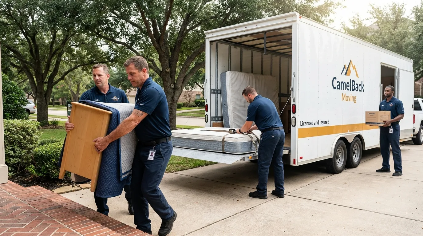 Crew loading residential truck for cross-state move from Aspen, CO