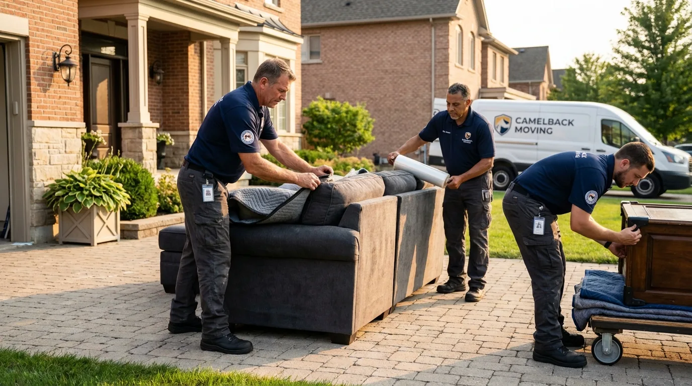Large estate moving crew wrapping furniture in Aspen, CO