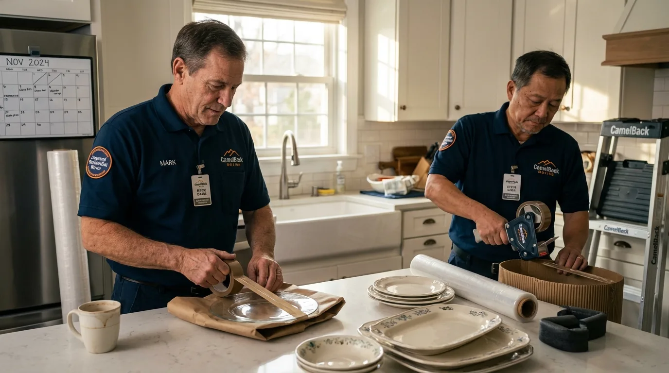 Professional crew packing kitchen dishware in Aspen, CO